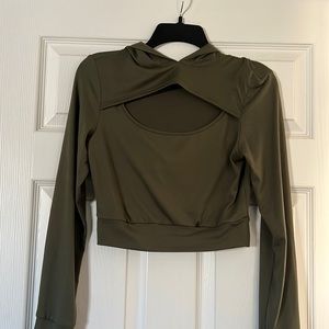 Olive green crop long sleeve